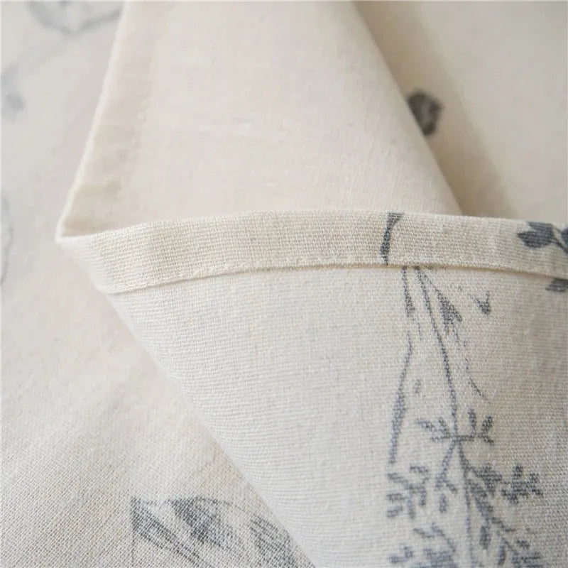 Delicate Floral Cotton Linen Tablecloth