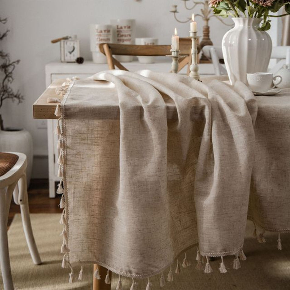 Linen Cotton Tablecloth, French Countryside