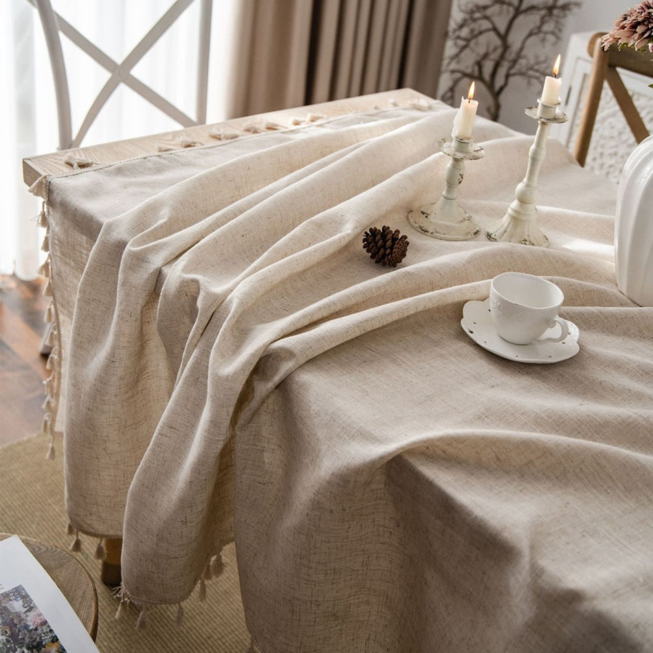 Linen Cotton Tablecloth, French Countryside