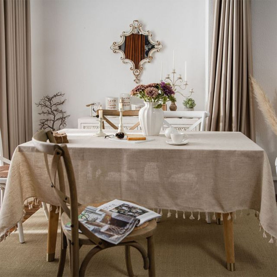 Linen Cotton Tablecloth, French Countryside