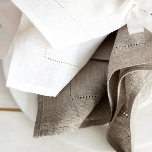 Linen Napkins And Placemats With Hemstitch - 4 pieces