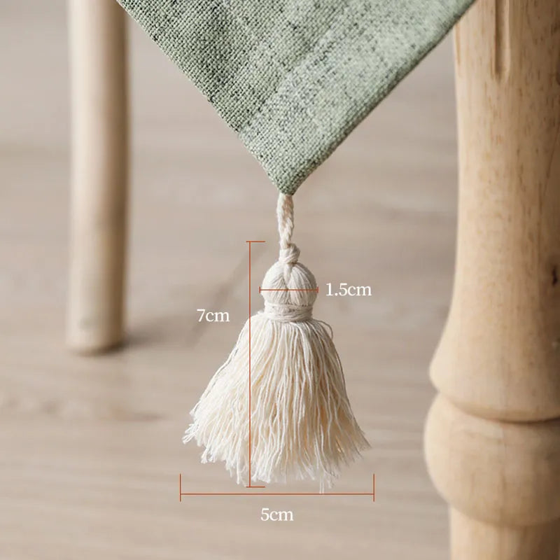 Cotton Linen Tablecloth With Corner Tassel