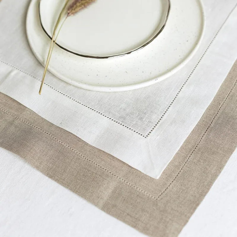 Linen Napkins And Placemats With Hemstitch - 4 pieces