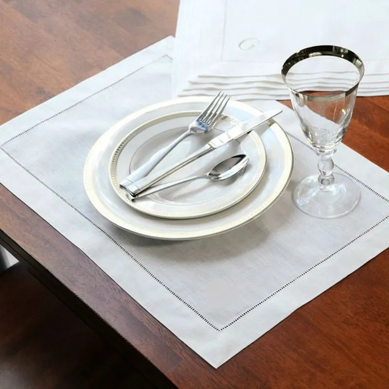 Linen Napkins And Placemats With Hemstitch - 4 pieces