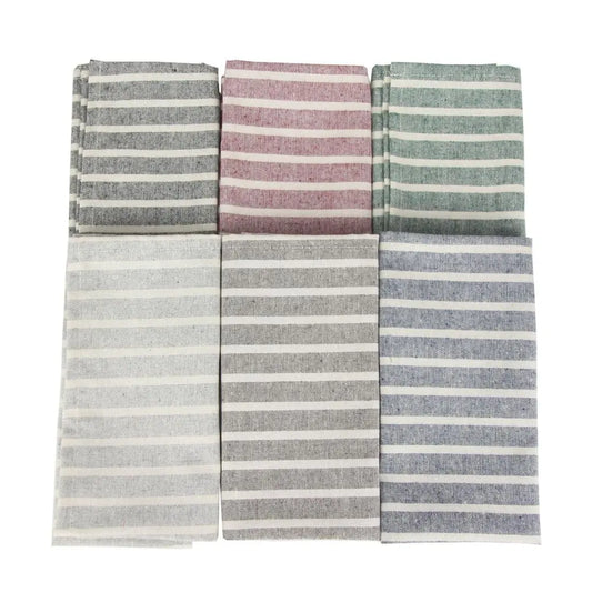 Set Of 12 Striped Cloth Napkins Or Placemats