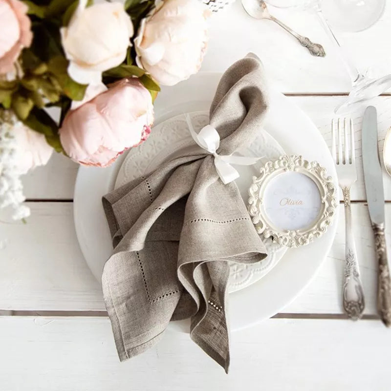 Linen Napkins And Placemats With Hemstitch - 4 pieces