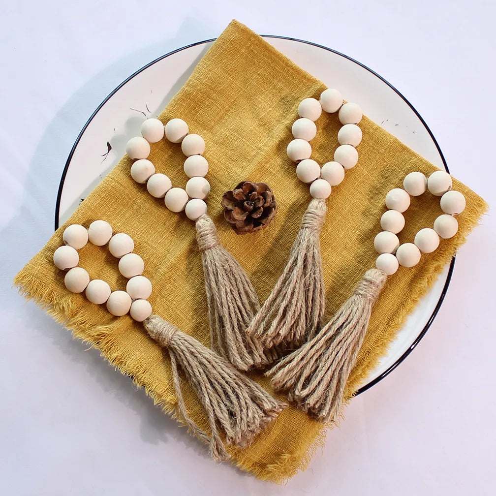 Natural Wood Beads Napkin Rings